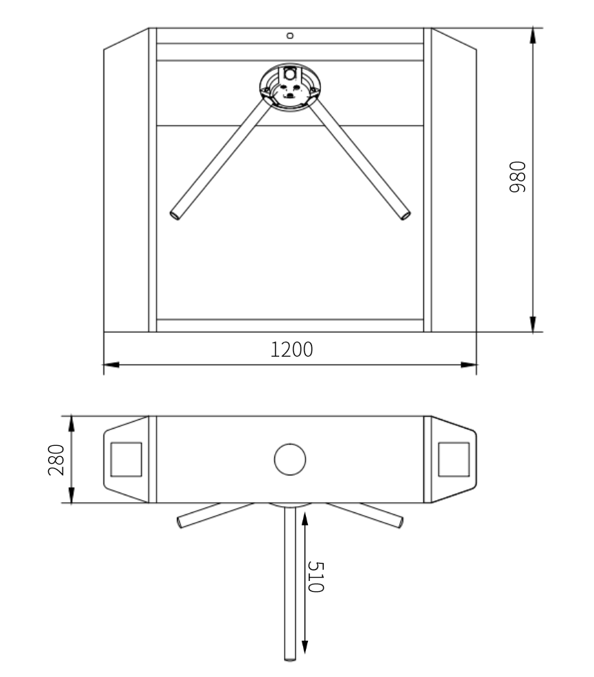 景區(qū)智能三輥閘（YJLH-SR901）尺寸