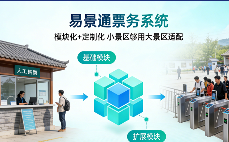 小景區(qū)夠用大景區(qū)適配，易景通票務(wù)系統(tǒng)模塊化+定制化